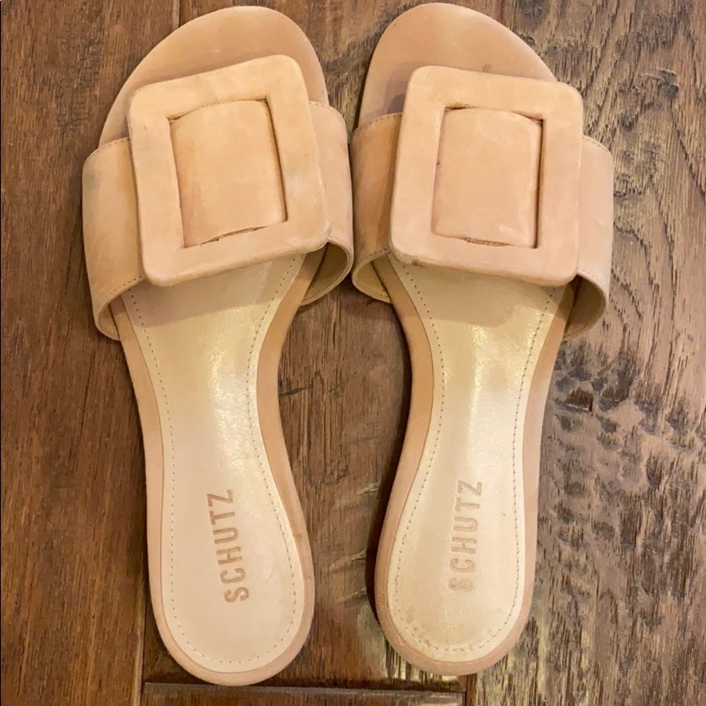 Nude schutz flat sandals